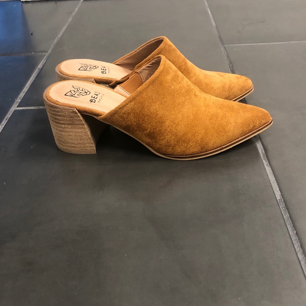 Suede Slide On Chunky Mule Heel Sandal